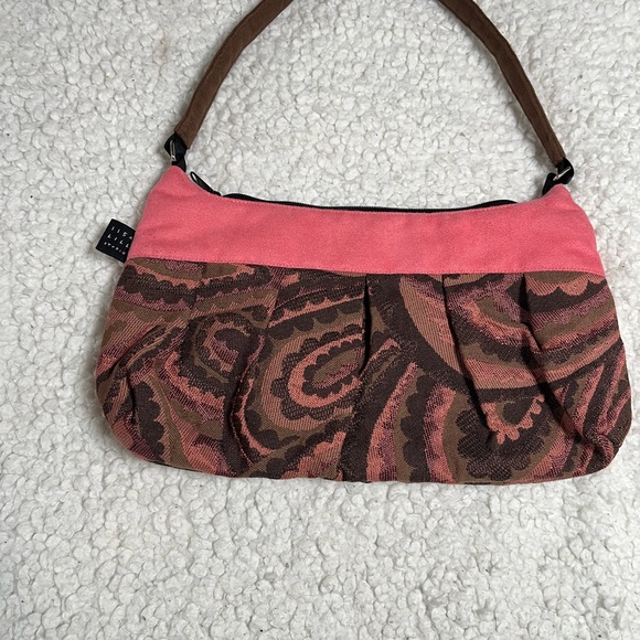 Lisa Lill Studio Y2K Pink Brown Patterned Fabric Shoulder Bag - Picture 2 of 8